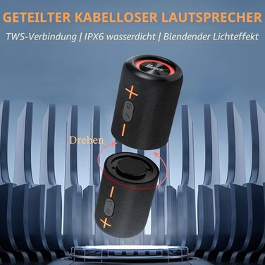 CYBORIS 2 Портативна Bluetooth колонка, водонепроникна, 20 Вт, 24 год, True Wireless