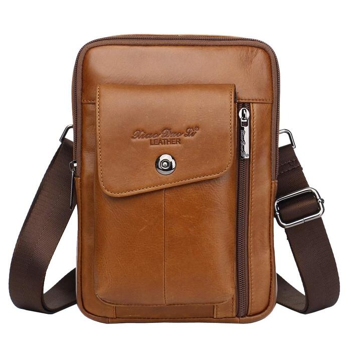 Шкіряна сумка через плече Crossbody для чоловіків та жінок, універсальна дорожня сумка (коричнева, #06)
