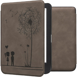 Чохол kwmobile для Kobo Clara BW/Clara Colour/Tolino Shine (5)/Shine Color - чохол з штучної шкіри (Pusteblume Love Grey)