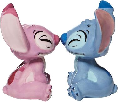 Enesco 6008687 Disney Ceramic Stitch and Angel Salt and Pepper Shakers, Stoneware, Multicolor