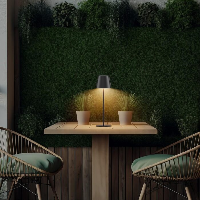 LED настільна лампа K-Bright з регулюванням яскравості, акумуляторна, бездротова, 3000K/4000K/6000K, 3 колірні температури, USB-C, IP54, чорна