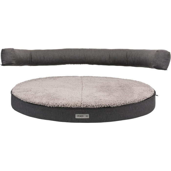 Ортопедичний лежак для собак TRIXIE 'Vital Sofa Bendson', овальний, 100 x 80 см, темно-сірий/світло-сірий