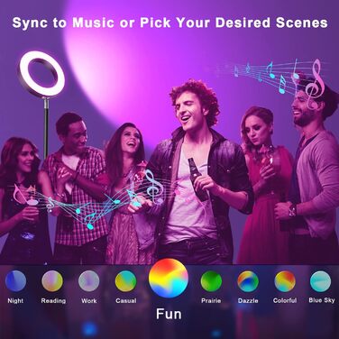 LED торшер, 42W, 16 мільйонів кольорів RGBCW, WiFi, Smart, двосторонній, для вітальні, сумісний з Alexa/Google Home, синхронізація з музикою, регульована яскравість, торшер для читання в спальню, RGB-42W