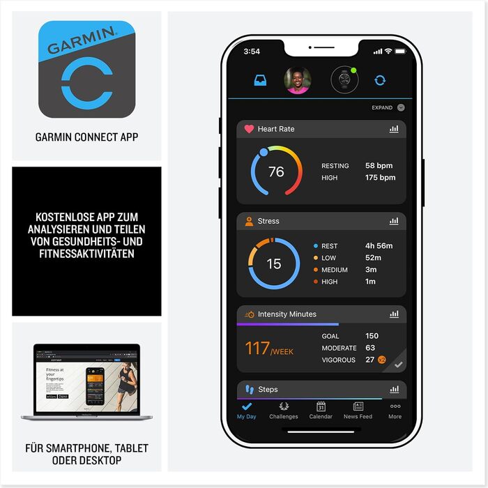 Розумний годинник Garmin Venu 3S 41mm – фітнес-трекер з AMOLED-дисплеєм, до 10 днів роботи від акумулятора, 30+ спортивних функцій, Bluetooth, Garmin Pay, режим для інвалідних візків, 41mm, French Gray/Softgold