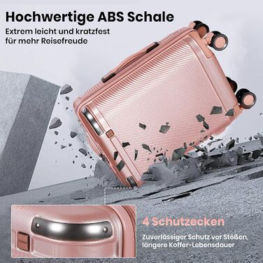 Набір валіз Tavoxda 3 шт. з TSA-замком, розкладний телескопічний ручка, великі валізи, набір для подорожей (1 шт, рожеве золото)