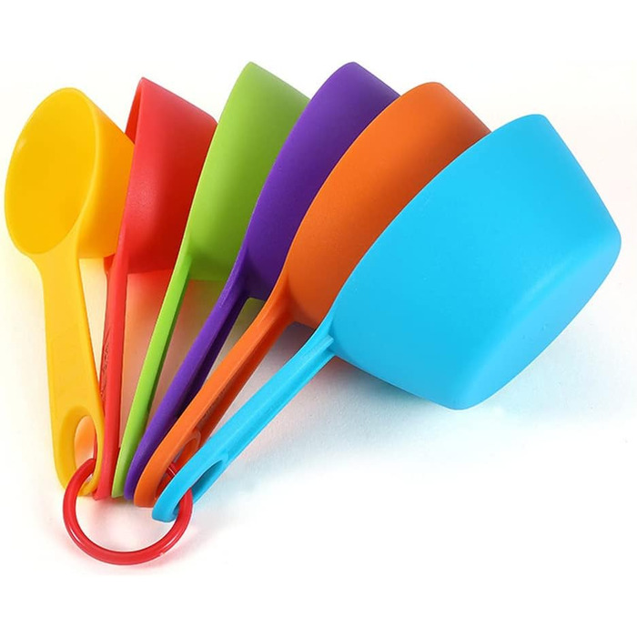 wrtgerht 6-Piece Set, Measuring Spoons and Measuring Cups Set, Baking Tools, Measuring Spoon Kitchen Gadgets (Color: Colorful)