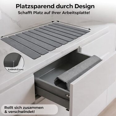 Килимок для сушіння посуду Stein Diatomit 30x40 см, швидковисихаючий, сірий