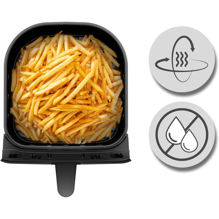 WMF Multi Taste Hot Air Fryer, Airfryer, 1550 W, 4.6l for 2-4 people, healthy frying, drying, grilling, hot air fryer with 8 programs, 4.6 Liter Air Fryer, black