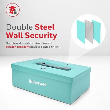 Honeywell 6104 Tresor Minisafe: вогнестійкий сейф для документів, 5 л з ключовим замком (блакитно-зелений)