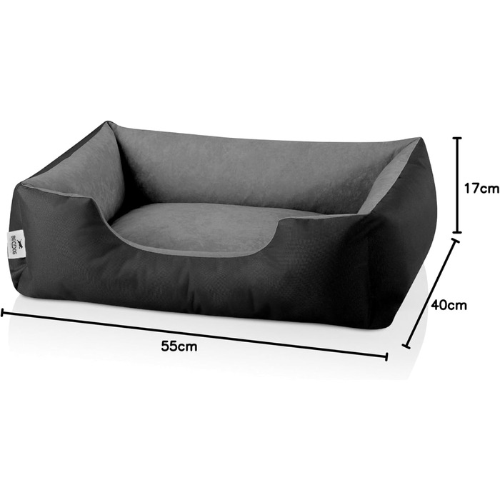 Лягу для собак BedDog LUPI, м'яке ліжко для собак з знімним та пральним чохлом, корзина для собак, диванчик для собак, для маленьких собак, чорно-сірий, 50 x 35 x 17 см