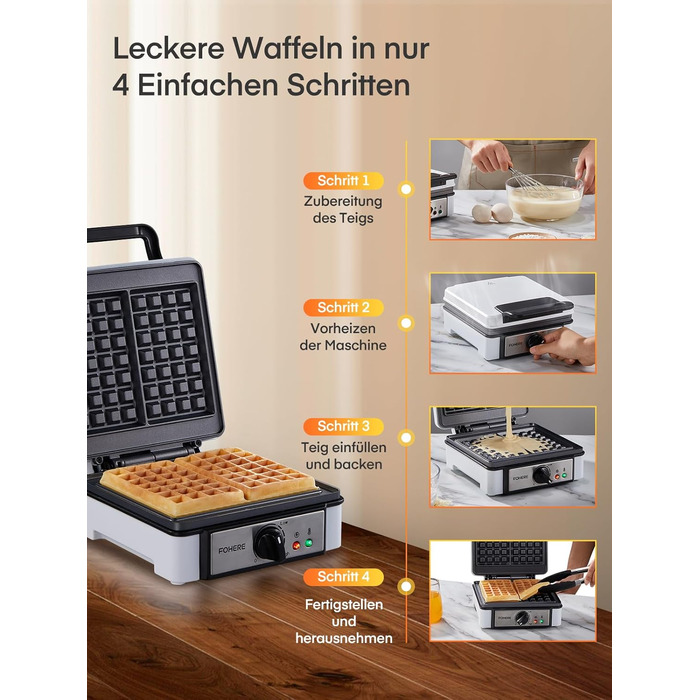 Електричний вафельниця FOHERE 2 шт. | 1200 Вт | Вафельниця, гриль для сендвічів, тостер | Антипригарне покриття