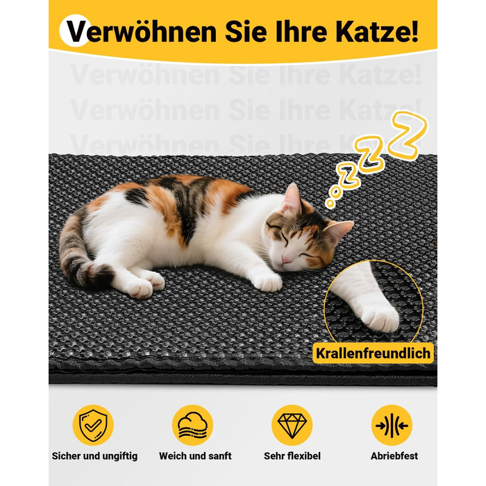 Килимок для котячого туалету Ycozy Katzenklo Matte XL 90x60 см EVA з подвійним шаром, водонепроникний, легко миється, бежевий