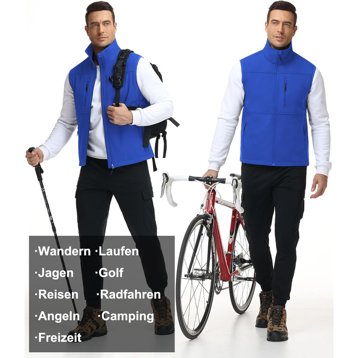 Чоловіча куртка Weste Outdoor з софтової мембрани, водонепроникна та вітронепроникна, з флісовою підкладкою, для туризму (M, Синій)