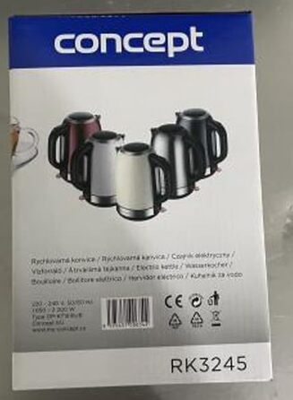 Електричний чайник CONCEPT RK3245 з нержавіючої сталі, чорний, 1.7 л, 2200 Вт