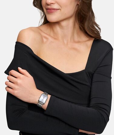 Годинник Tamaris для жінок з квадратним корпусом та браслетом з нержавіючої сталі або шкіряним ремінцем (срібний квадрат / світло-блакитний)