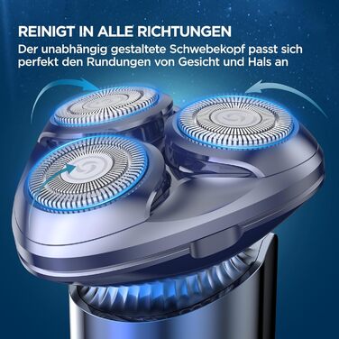 Електричний гострозуб чоловічий 3D гострозуб з магнітними лезами, IPX7, для сухого та вологого гоління, з блокуванням для подорожей (блакитний)