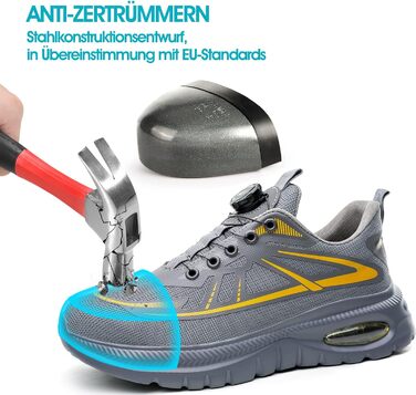 Черевики безпеки для чоловіків та жінок, робочі черевики, професійне взуття, черевики зі сталевим підноском, легкі робочі черевики, сірі, розмір 37-46 EU