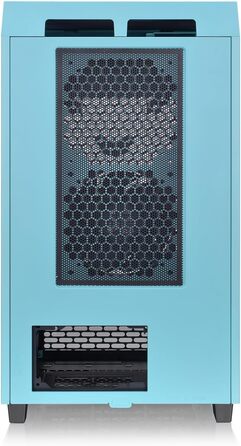 Корпус Thermaltake The Tower 200 Turquoise Mini-ITX з вертикальним розташуванням, загартоване скло, 2x CT140 вентилятори, підтримка AIO 280мм, GPU до 380мм