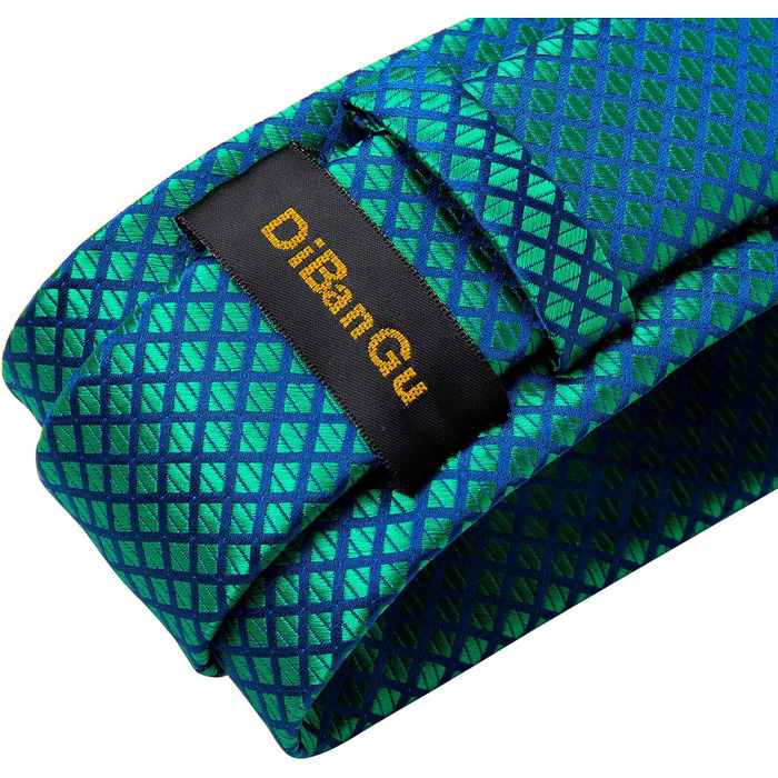 Краватка однотонна DiBanGu для чоловіків: шовкова краватка та нагрудна хустинка з краватковою затискачкою та запонками (тюрквіс)