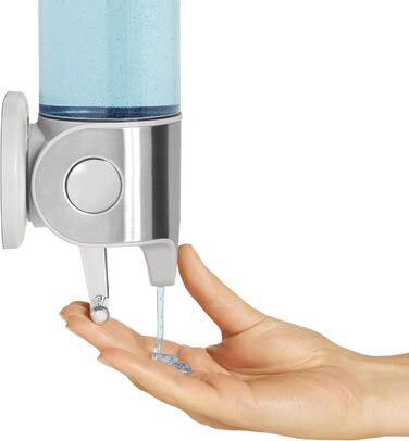 Simplehuman Wall Mounted Double Soap Dispenser - Brushed Stainless Steel, 444ml x 2 - 5 Year Warranty