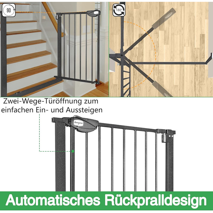 Захист для дверей від UISEBRT: сітка для дітей без свердління, 75-85 см, автоматичне закриття, металева сітка, чорний колір