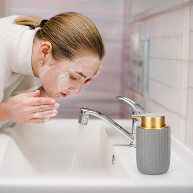 Дозатор для мила керамічний Segbeauty 2 шт. 320 мл сірий/золотий з піноутворювачем для душу, шампуню, рідкого мила - для ванної кімнати та кухні