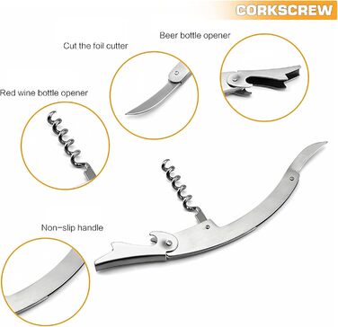 Набір викруток для вина, 5 шт. з пробкорізами та затискачами для пляшок. Подарунковий набір сомельє.