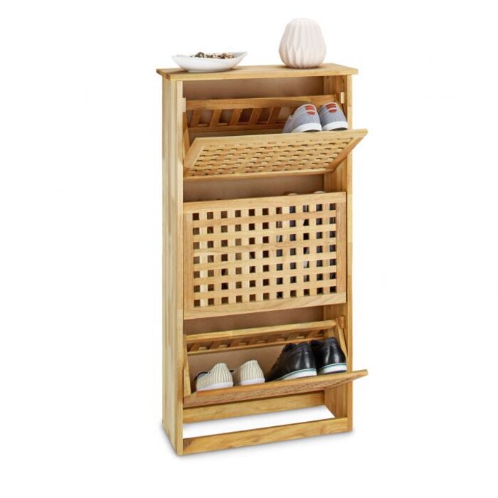 Relaxdays high shoe rack, walnut