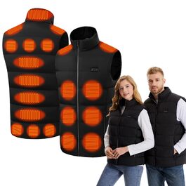 Гріюча жилетка для чоловіків та жінок, 21 зона обігріву, 3 регулятори температури, електрична жилетка USB для катання на лижах, риболовлі, мотоциклів, кемпінгу, активного відпочинку (без Powerbank), XL
