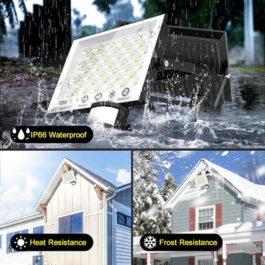 Viugreum LED Floodlights with Motion Sensor 20000lm Outdoor IP66 Waterproof Spotlight 6500K Cool White Outdoor Light Floodlight for Garden (100w, 2PCS)