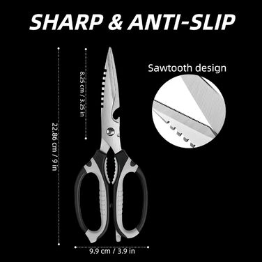 Кухонні ножиці для продуктів харчування, роздільні, придатні для миття в посудомийній машині, для нарізання м'яса та продуктів, кухонні ножиці, подарункова коробка (чорний)