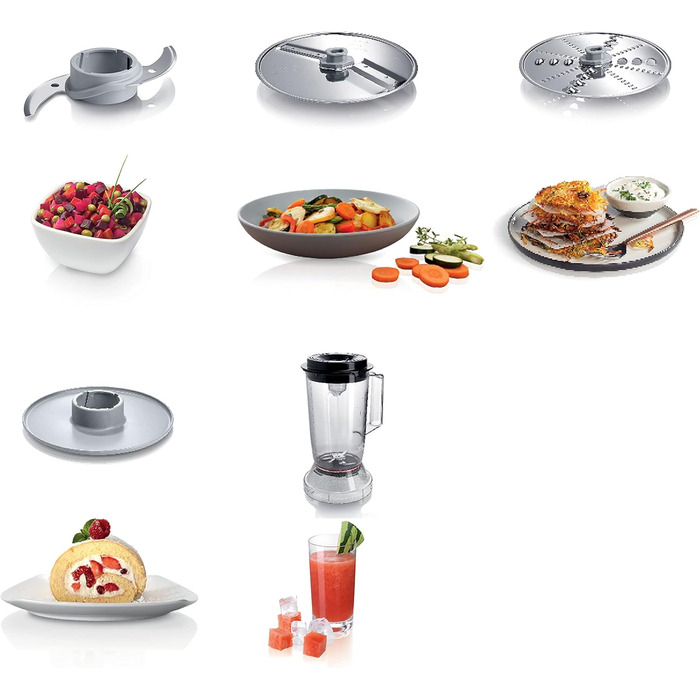 Кухонний комбайн Bosch MultiTalent 3 MCM3201B, 800 Вт, 30 функцій, 2.3 л, міксер 1 л, універсальний ніж, насадки для нарізки і натирання, збивальна насадка, чорний