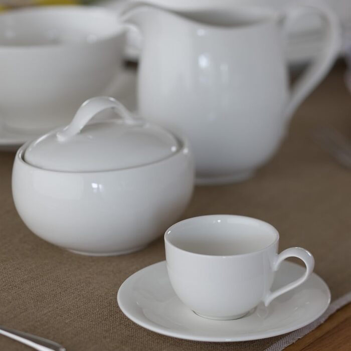 Villeroy & Boch New Cottage Basic Sugar Bowl, 450 ml, Height: 6.5 cm, Premium Porcelain, White