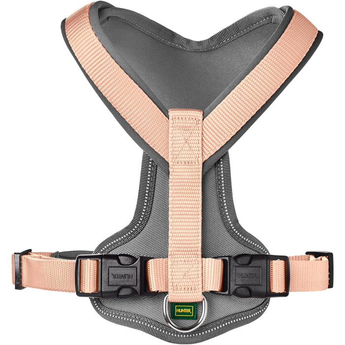Нашийник для собак HUNTER Neopren, розмір L, персиковий/сірий, з неопрену, 3M Scotchlite, комфортний