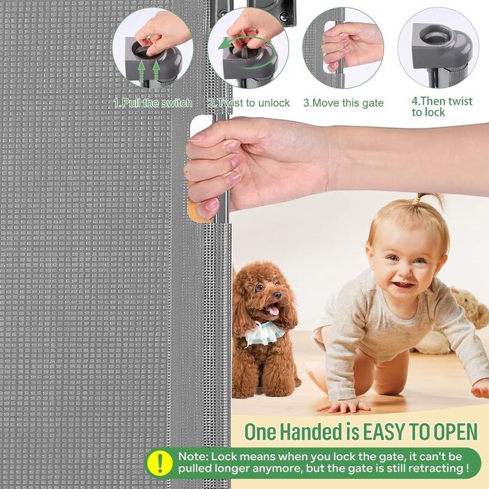 Захисне ворота для дитячих воріт, захист від сходів, розтяжне, 0-150 см, для дітей, котів та собак, внутрішнє та зовнішнє використання (200 см/сірий)