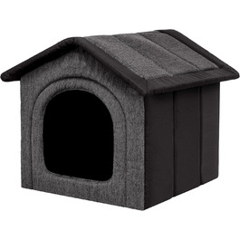Будка для собак, лежанка для собак, будиночок для котів Mittel L 52x46x53 см, графіт з чорним
