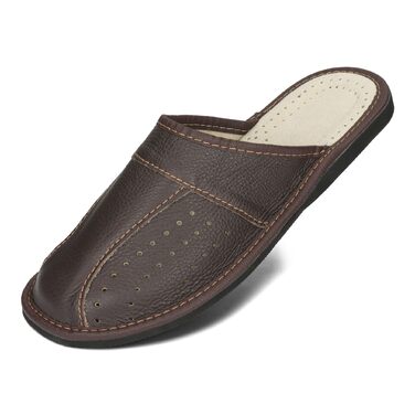 Чоловічі шкіряні домашні капці BeComfy Leder Braun 40-50 EU (темно-коричневі)
