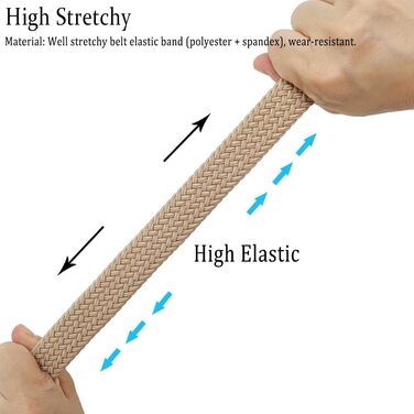 Еластичний жіночий/дівчачий ремінь 2.5 см, плетений, для джинсів та суконь, 2 шт. (Чорний/Хакі, M/91/96 см)