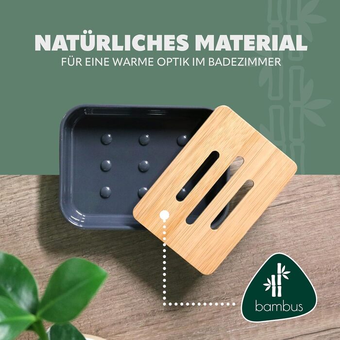 Тримач для мила Bremermann Calvi з бамбука та пластику (сірий)