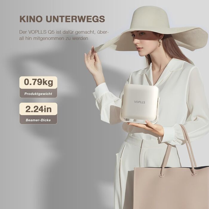 Mini проєктор VOPLLS 4K з автофокусом та корекцією трапеції: Full HD WiFi6 Bluetooth, 700ANSI, для дому та на вулиці (Чорний)