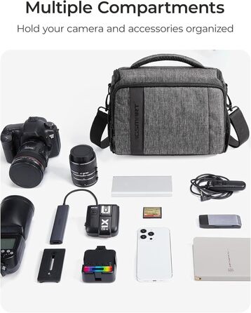 Сумка для камери Bagsmart: DSLR, SLR, System Camera, Об'єктиви та Аксесуари (Сіра)