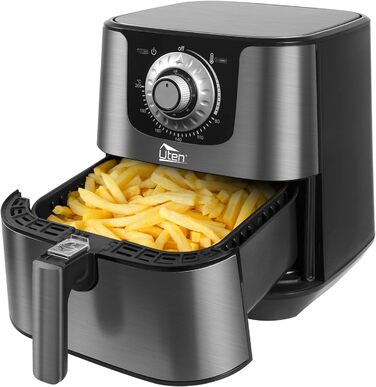 Фритюрниця повітряна, 4L, XL, для 2-6 осіб, 1500W, без олії, з антипригарним кошиком, 32 рецепти, білий колір