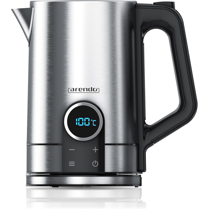 Arendo Stainless Steel Electric Kettle with Temperature Control - 1.7L, 2200W, LED Display, 40-100°C - Tea Kettle with Temperature Gauge, GS Certified