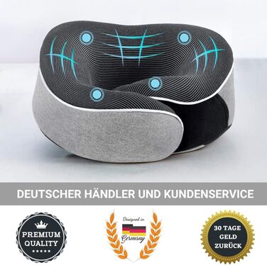 AIRTH® Подушка для шиї з піною Memory Foam 360° з кріпленням на липучці - Ергономічна підтримка шиї з знімним чохлом для максимального комфорту та відпочинку (Світло-сіра)