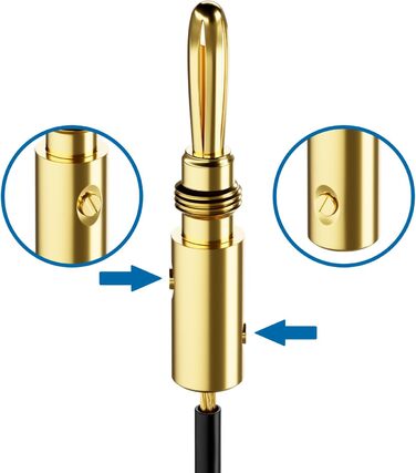 Бананові конектори deleyCON (24 шт.) - позолочені, для акустичних кабелів 0,75-4,5 мм, Hi-Fi ресивери, сріблясті