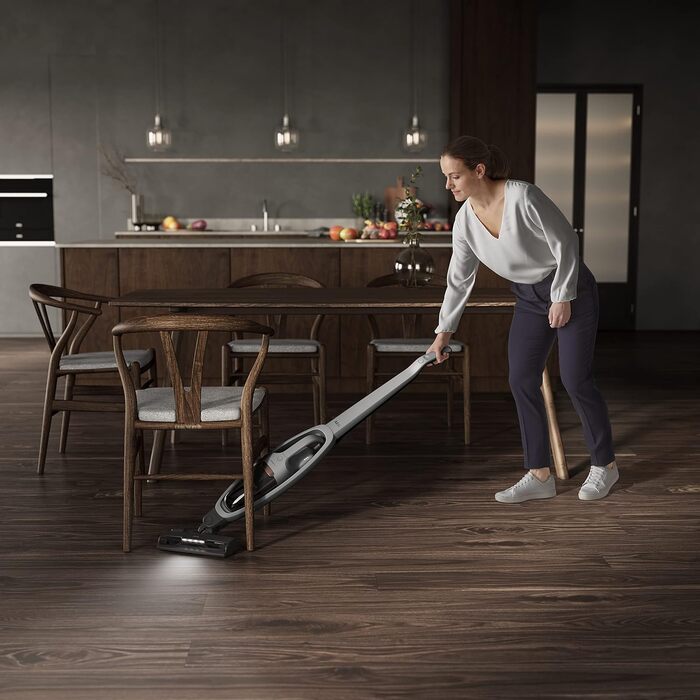 AEG CLEAN 5000 AS52CB25UG Cordless Vacuum Cleaner / 2in1 / pleasantly quiet 80 dB(A) / 58% recycled material / up to 55 minutes runtime / automatic / freestanding / all floors / incl. accessories / gray Model 2023 25.2V Gray Multi-Floor Nozzle