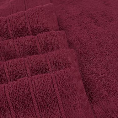 Набір рушників Tens Towels з 100% бавовни, 8 предметів: 2 великі банні рушники, 2 рушники для рук та 4 серветки, гігроскопічні та швидкосохнучі, колір бордовий