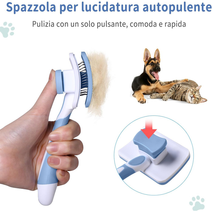 Щітка для котів та собак Vinabo: видалення підшерстя, легке розчісування, самоочищення, блакитна