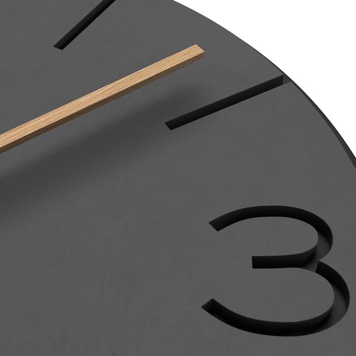 Cander Berlin MNU 2630 Y Wall Clock Silent, No Ticking, 30 cm, Analog, Living Room, Modern, Vintage, Grey, Black, Wooden Hands