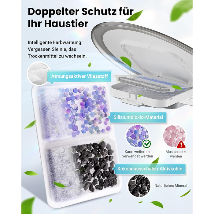 Автоматичне годування для котів з APP та таймером, 6 л / 25 порцій, 3 миски, 3 пакети силікагелю, система запобігання застрягання, WiFi 2.4G, запис голосу 10 сек, годівниця для котів та собак (білий)